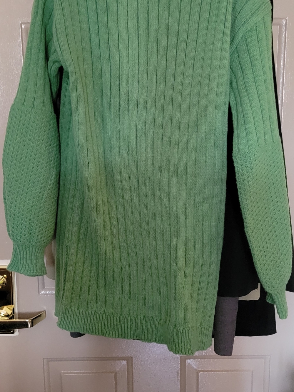Green Ribbed Knit Women's Sweater